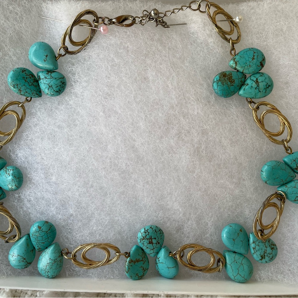 Turquoise and Gold Women's Necklace